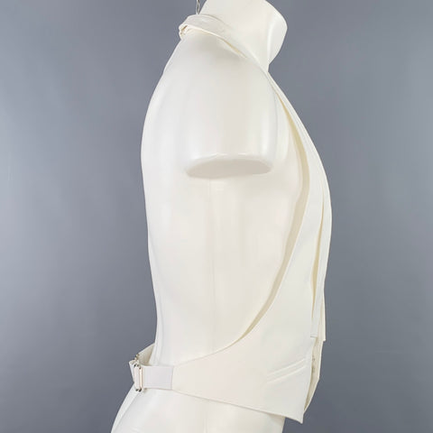 Gilet de smoking en piqué polyester coton crème taille M VINTAGE