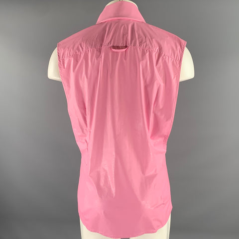 WALTER VAN BEIRENDONCK Size L Pink Modal Cutoff Sleeve Shirt
