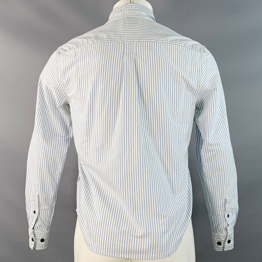 ACNE STUDIOS Size XS Blue White Stripe Cotton One pocket Long Sleeve Shirt