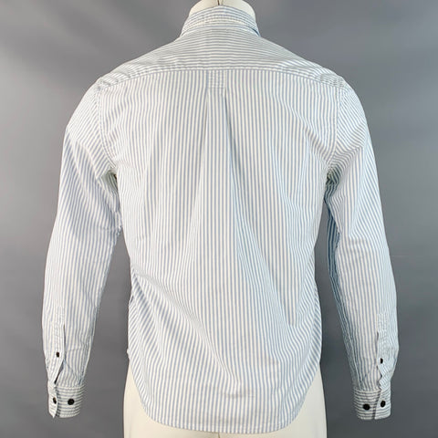 ACNE STUDIOS Size XS Blue White Stripe Cotton One pocket Long Sleeve Shirt
