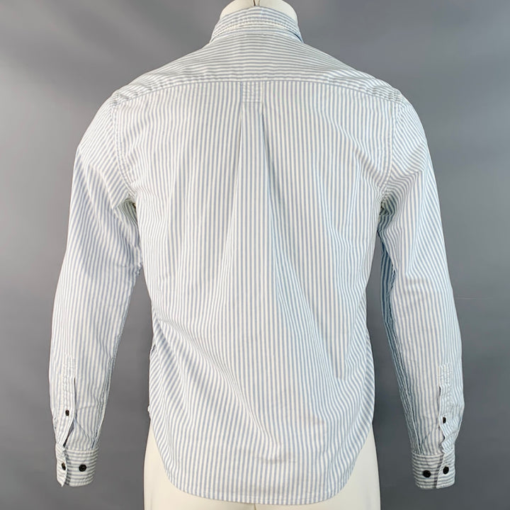 ACNE STUDIOS Size XS Blue White Stripe Cotton One pocket Long Sleeve Shirt