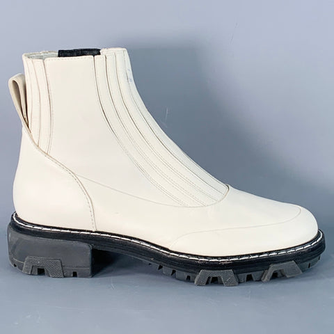 RAG & BONE Size 10 White Leather Pull On Ankle Boots
