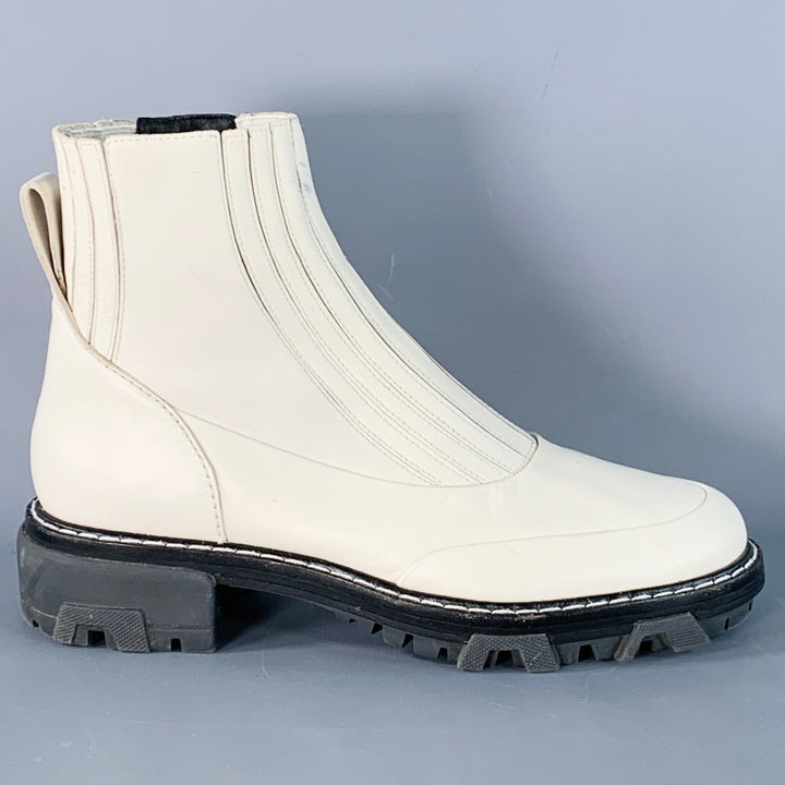 RAG & BONE Size 10 White Leather Pull On Ankle Boots