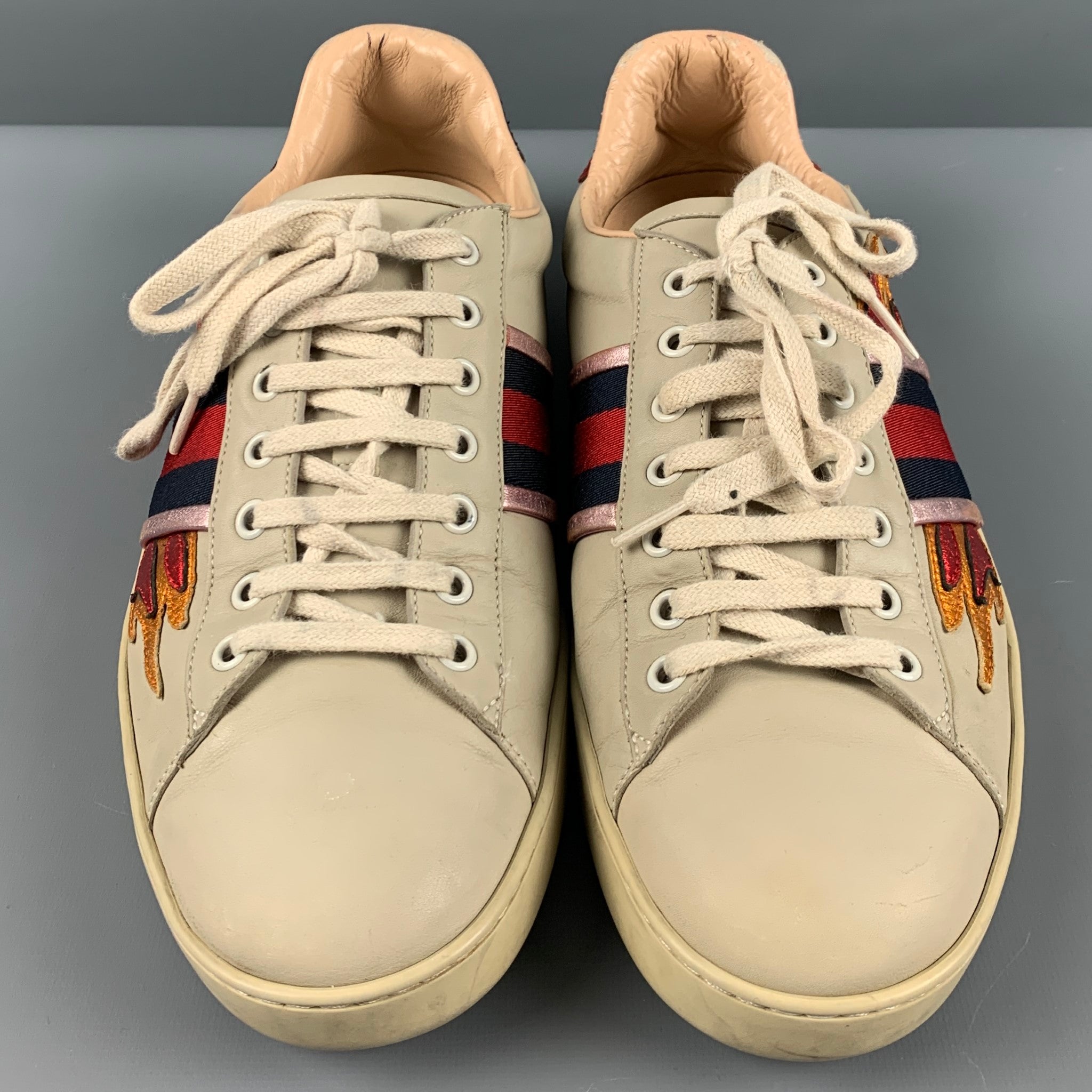 GUCCI Size 11 Beige Multicolour Leather Low Top Sneakers – Sui