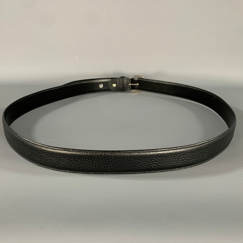A. TESTONI Size 46 Black Pebble Grain Leather Belt
