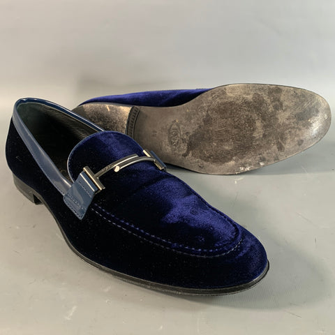 TOD'S Size 8.5 Blue Royal Blue Velvet Moccasin Loafers