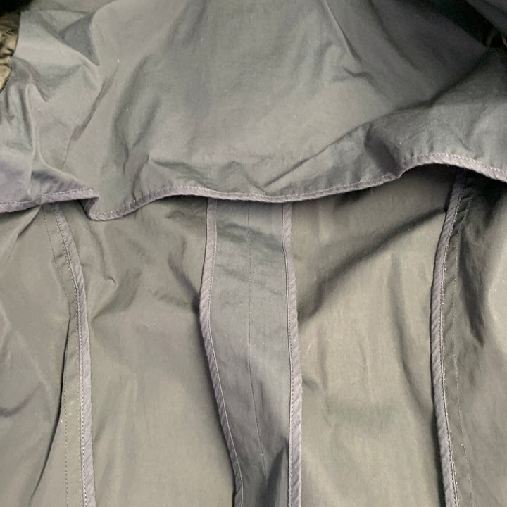 BALENCIAGA Size 10 Navy Cotton Belted A-Line Double Breasted Trench Coat