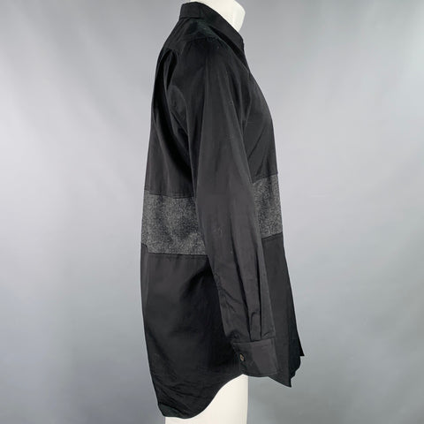 COMME des GARCONS HOMME PLUS Size S Black Charcoal Cotton Long Sleeve Shirt