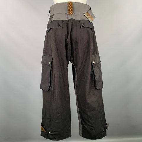 LOUIS VUITTON Size 4 Black Brown Lyocell Blend Mixed Fabrics Casual Pants