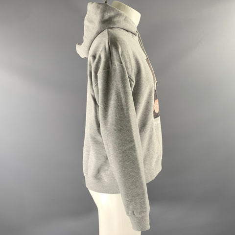 SANDRO Size S Grey New Order Cotton Blend Hoodie Sweatshirt