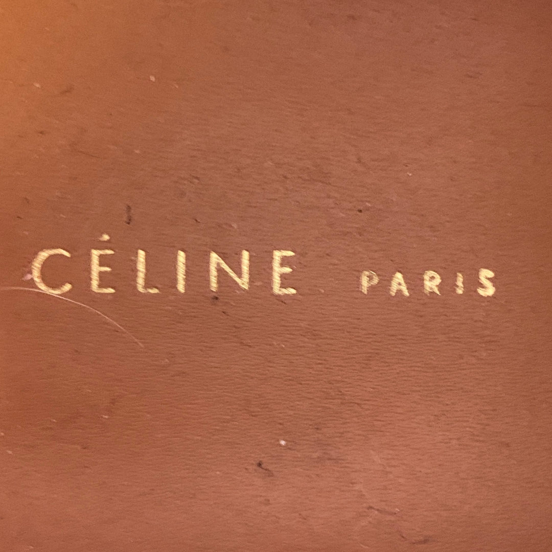 CELINE Size 5.5 Black Brown Leather Derby Almond Toe Lace-Up Shoes