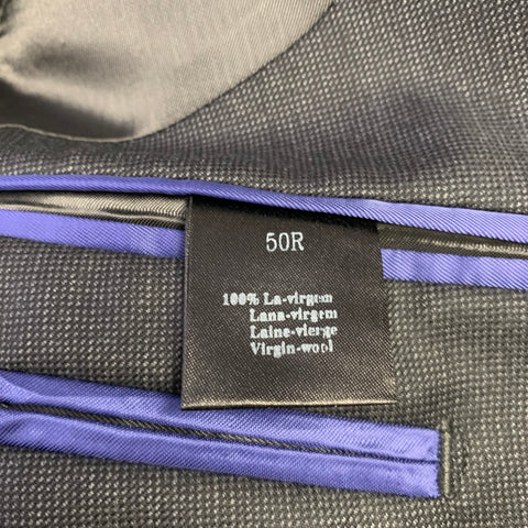 NEIMAN MARCUS Costume en laine vierge gris anthracite texturé taille 40