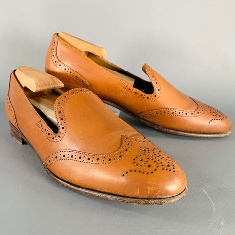 RALPH LAUREN Size 9 Tan Leather Perforated Wingtip Loafers Flats