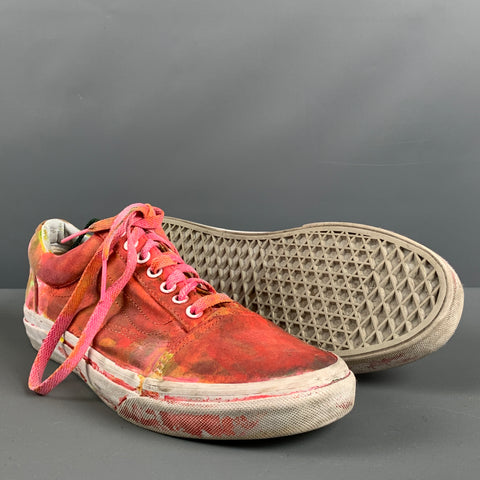 VANS Size 9 Pink Multi-Color Paint Splatter Canvas Sneakers
