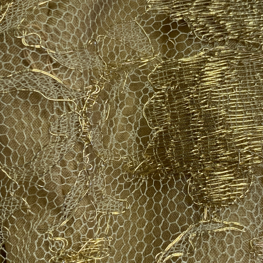 OKW Size 2 Beige Gold Silk Lace Strapless Mini Cocktail Dress