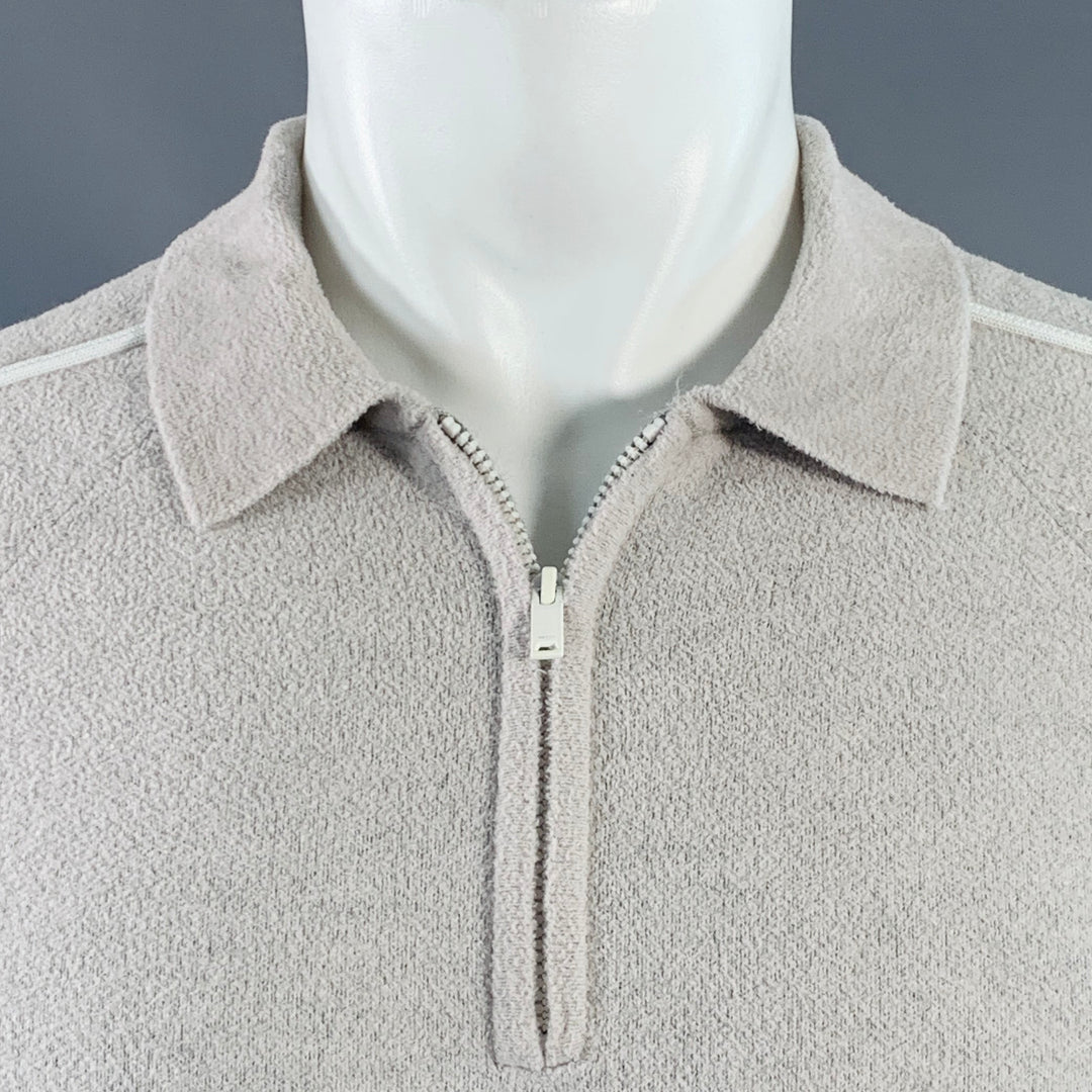 REISS Size S Gammo Grey White Terry Polyamide Blend Zip Up Polo