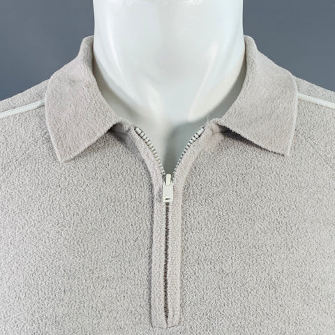 REISS Size S Gammo Grey White Terry Polyamide Blend Zip Up Polo