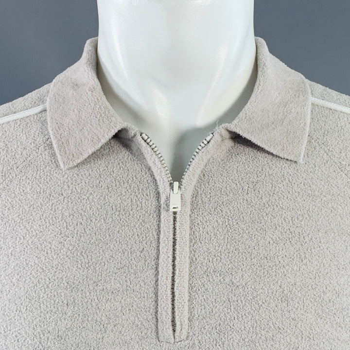 REISS Size S Gammo Grey White Terry Polyamide Blend Zip Up Polo
