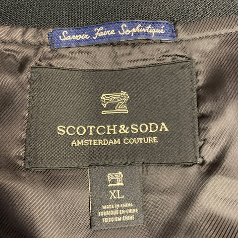 SCOTCH AND SODA Size XL Black Multi Color Polyester Cotton Stripe Bomber Jacket