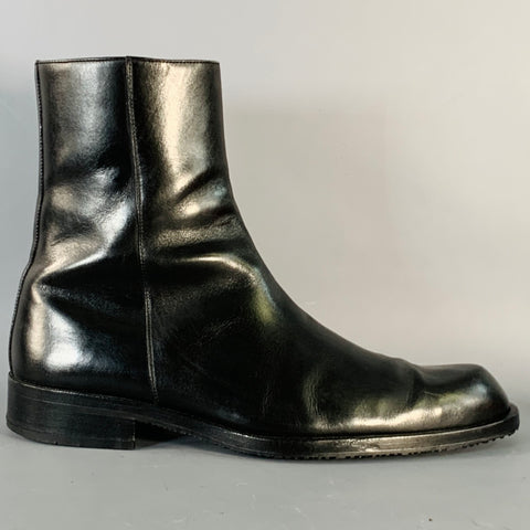 BALLY Size 8 Tholon Black Calfskin Leather Side Zipper Ankle Boots