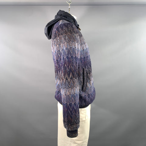 MISSONI Size XL Navy Grey Mixed Fabrics Reversible Jacket