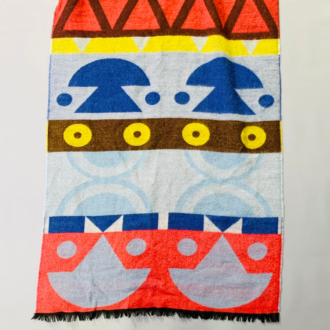 WALTER VAN BEIRENDONCK AW16 Multi Color Abstract Double Face Wool Scarf