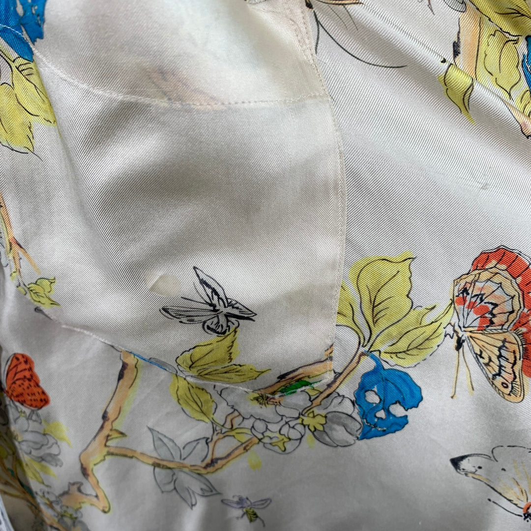 ZADIG & VOLTAIRE Size M Multi Color Silk Leopards Butterflies Print Button Up Shirt