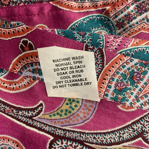 ETRO Size M Magenta Multi-Color Paisley Cotton Button Up Long Sleeve Shirt