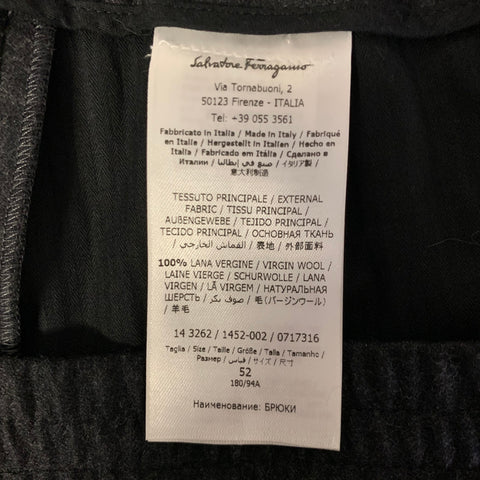 SALVATORE FERRAGAMO Size 36 Grey Charcoal Wool Elastic Waistband Pants