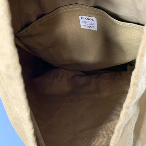 FILSON Tan Brown Cotton Canvas Twill Leather Trim Buckles Backpack