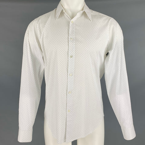 THEORY Size S White Black Dots Cotton Button Up Long Sleeve Shirt