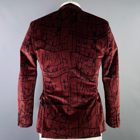 DRIES VAN NOTEN Size 38 Brown Black Abstract Cotton Sport Coat