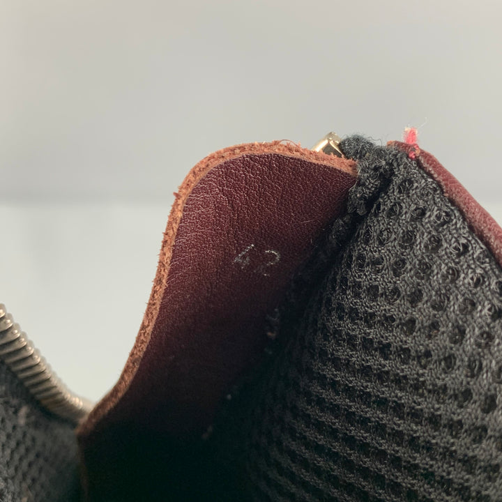 KRIS VAN ASSCHE Size 9 Burgundy Mixed Fabrics Leather High Top Sneakers