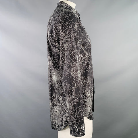 COMME des GARCONS BLACK MARKET Size XL Black White Skeleton Cotton Long Sleeve Shirt