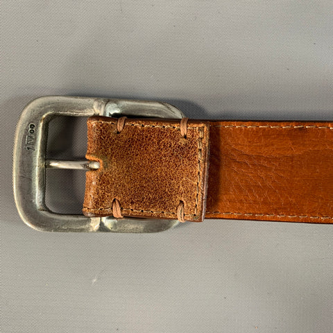 JOHN VARVATOS Size 32 Brown Distressed Leather Belt