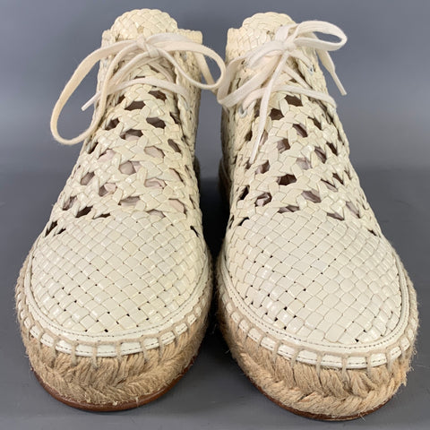 CELINE Size 7 White Woven Espadrille Laces