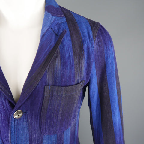 UNITED ARROWS Chest Size 34 Short Blue Purple Stripe Cotton Sport Coat