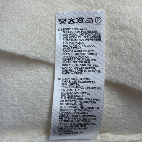 REISS Size S Cream Mixed Materials Wool 1/4 Zip Pullover