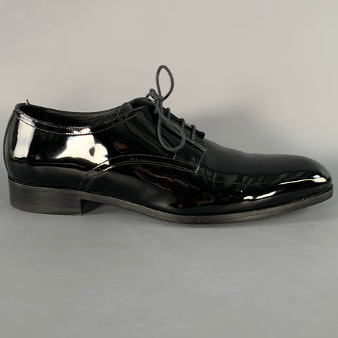 TO BOOT NY Size 12 Black Patent Leather Derby Lace-Up Shoes
