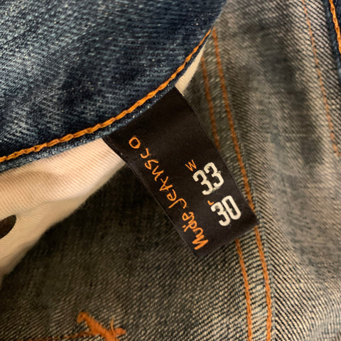 NUDIE JEANS Size 33 Blue Contrast Stitch Cotton Straight leg Jeans