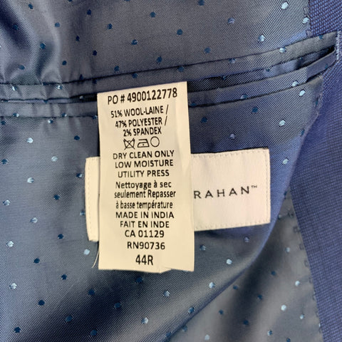 Costume MICHAEL STRAHAN en mélange de laine bleu, taille 44, simple boutonnage