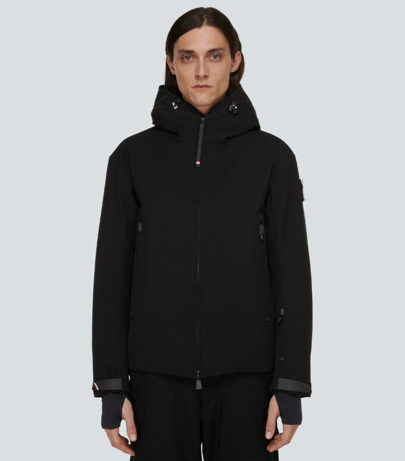 MONCLER Size XXXL Praz Black Nylon Blend Hooded Coat