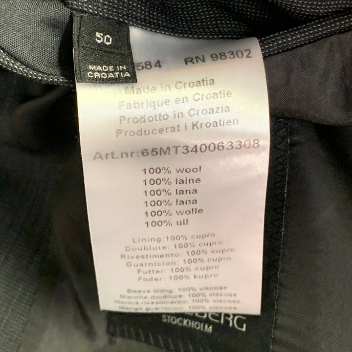 J. LINDEBERG Size 40 Regular Black Grey Wool Peak Lapel Single Button Suit