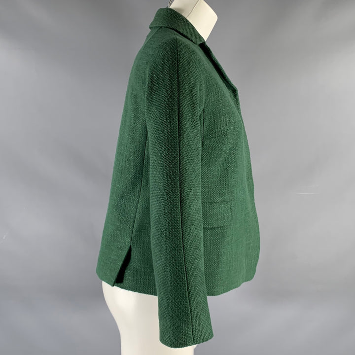 MAX MARA Size 4 Green Cotton Blend Woven Snaps Jacket