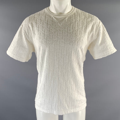 DIOR Size M White Logo Cotton Short Sleeve Shirt