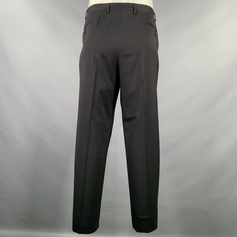 GIORGIO ARMANI Size 38 Black Wool Blend Flat Front Dress Pants