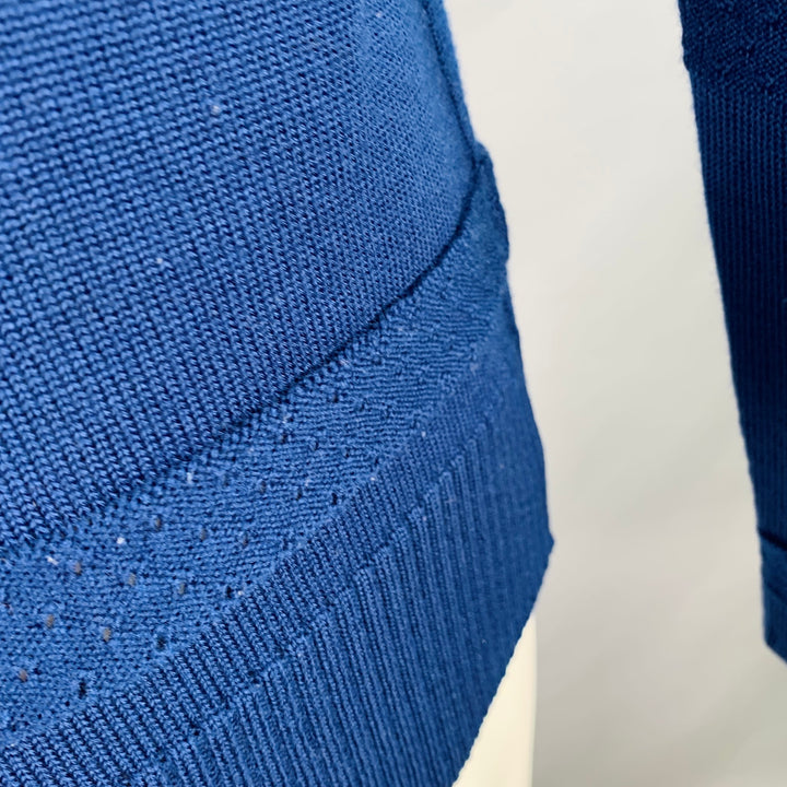 S.N.S HERNING Size M Blue Knit Stripe Wool Crew Neck Sweater