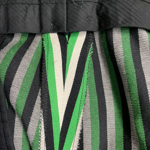 WALTER VAN BEIRENDONCK SS17 Size 42 Long Green Black White Wool Cotton Stripe Suit