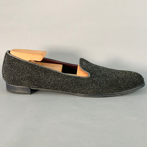 STUART WEITZMAN Size 11 Black Velvet Textured Slip On Loafers Flats