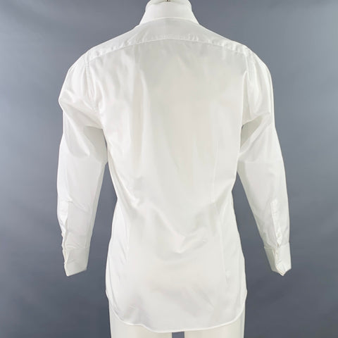 PETER PANOS Size S White Cotton French Cuff Curved Cutaway Long Sleeve Shirt